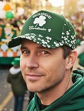 abordables Día de San Patricio-Gorra de poliéster para hombre, "Coordinador de Shenanigans" con estampado de trébol, varios colores, perfecta para el Día de San Patricio y para uso diario.