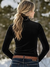 billige Boho t-skjorte-Dame Tunika T-skjorter Trykt mønster Blomstret Grafisk Elegant Årgang Mote Langermet Høyhalset Vanlige topper Daglig Ut på byen Helg Blå Svart Vin Grønn Vår Vinter