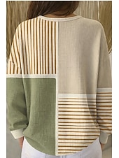  בגדי ריקוד נשים סווטשירט סוודר כפתורים גראפי גיאומטרי אלגנטית וינטאג' אופנתי שרוול ארוך צווארון עגול קצר חולצות רגילות קזו'אל בית אורחת חתונה פול אדום כהה תלתן קשת אביב סתיו חורף