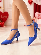 economico San Valentino-décolleté da donna con tacco a gattino e cinturino alla caviglia rosa – romantiche scarpe eleganti con punta a punta, dolce stile San Valentino per appuntamenti, feste e occasioni speciali