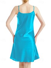 abordables Bodies para mujeres-Mujer Bata de noche Casual Suave Satén Color puro Espalda al Aire Vestidos Diario Hogar Cama Sin Mangas Correas Azul cielo Negro Amarillo Rojo Morado Verano Delgado