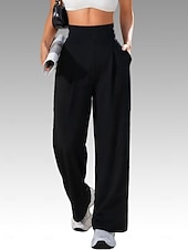 ieftine picior lat și talie înaltă-Pentru femei Mărime EU / US Activ Picior Larg Pantaloni Stilat Casual / Sport Lungime totală Talie ÎnaltăPantsHalloween Crăciun Ziua Îndrăgostiților Mată Buzunar Talie elastică Picior Larg Întindere