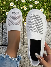 tanie Trampki damskie-Damskie, oddychające, szerokie, wsuwane buty trekkingowe Flyknit, lekkie, siateczkowe, wygodne buty do noszenia na co dzień, w podróży, na zakupy i na długie spacery