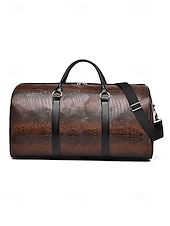 economico Borsoni da viaggio-Borsa da weekend da uomo in similpelle con motivo coccodrillo, tracolla regolabile, grande capacità, impermeabile, perfetta per gite del fine settimana e brevi viaggi di lavoro