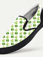  Zapatos verdes sin cordones para hombre, ideales para el Día de San Patricio. Estampado de trébol de la suerte. Cómodos y elegantes, ideales para celebraciones del Día de San Patricio, ropa informal y eventos festivos.