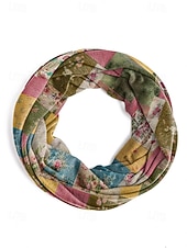 Недорогие Женские шляпы-Женская эластичная шапка-бини из хлопковой смеси в стиле «богем», с разноцветным узором, можно носить как утеплитель для шеи, идеально подходит для повседневной носки и активного отдыха