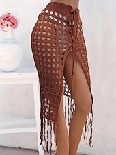 abordables Falda cruzada-Mujer Bañadores Tapadera Vestido de Baño Falda Traje de baño Cortado Vacaciones Ropa de playa Color sólido Sin Mangas Trajes de baño
