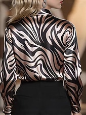 billiga Kostymblusar-Dam Skjorta Elegant Satin topp Blus Rynkad Knappar Mönster Slät Elegant Vintage Dagligen Långärmad Tröjkrage Vanliga toppar Dagligen Arbete Helgdag Silver Guld Höst Vinter