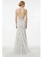 cheap Wedding Dresses-Beach Wedding Beach Open Back Sexy Boho Wedding Dresses Mermaid V Neck Sleeveless Court Train Lace Bridal Gowns With Appliques