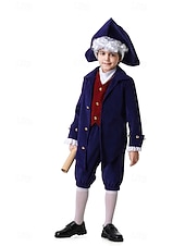  250e jubileum VS Rococo Barok Outfits Lange Mouwen George Washington Alexander Hamilton Koloniaal Kostuum Jongens Carnaval Independence Day 4 juli Kinderen Jas Broeken Kraag