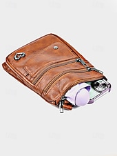 Недорогие Сумки через плечо-Женская сумка через плечо из искусственной кожи с несколькими карманами на молнии, регулируемым ремешком, доступна в нескольких цветах — идеально подходит для повседневных прогулок и повседневного использования.