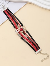 levne Valentýna-Dámské náramky z bohémské slitiny a umělé kůže, vícebarevné s přívěsky ve tvaru srdce a nekonečna – ideální na Valentýna i pro běžné nošení