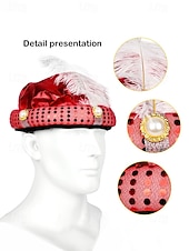 お買い得  アクセサリー-男性用カーニバルプリンススパンコールターバンキャップ | 多色、ポリエステル、羽根とパールアクセント付き | 仮装、ハロウィーン、祝祭のイベントに最適