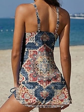 Χαμηλού Κόστους Τανκίνι-Γυναικεία Μαγιό τανκίνι Φούστα Μαγιό Κομψό Διακοπές Φλοράλ Γραφική Βουτιά Αμάνικο Μαγιό