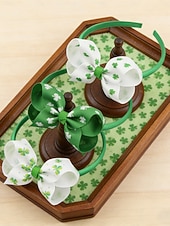  Женский набор из 3 повязок на голову с бантом в виде клевера ко Дню Святого Патрика, зеленый. &аксессуары для седых волос для вечеринки &парад