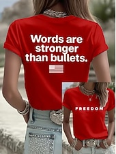  Maglietta Patriottica Giorno dell'Indipendenza per Donne T-Shirt Grafica Bandiera Vintage Elegante Classica Maniche Corte Collo Giro Regolare Tops Stampa Giornale Weekend Blu Nero Bianco Rosso Grigio