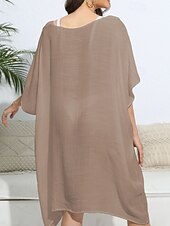 levne Kaftans-Dámské Plavky Přehozy Šaty do vody Sleva až 30% Plavky Vystřižený prázdniny Oblečení na pláž Pevná barva Do V Krátké rukávy Plavky