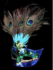 billige Tilbehør-Kvinnes påfugl fjær venetiansk masquerade-maske - grønn paljetter kostyme tilbehør karnevalpartier Mardi Gras cosplay  elegante masquerade-arrangementer