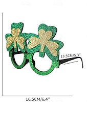  Women's St. Patrick's Day Costume Accessory Set (5 Pack) - Green Glitter Shamrock Glasses & Headbands, Festive Irish Party Accessories for Parade, Celebration & Holiday Events