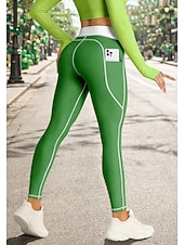  San Patrizio Per donna leggings da pilates Pantaloni fitness Leggings da palestra Tasche Bollo Tasche Laterali Pilates Palestra Allenamento in Palestra Pantaloni Collant Leggings Blocco di colori