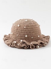 abordables Accesorios-Gorro de punto con trébol y perlas para mujer, varios colores, perfecto para el Día de San Patricio, Carnaval y uso diario.