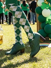  scarpe oxford da donna in pelle verde con tacco brogue e lacci – eleganti per la festa di San Patrizio, calzature per feste festive