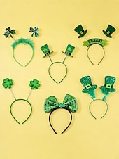  Women's St. Patrick's Day Costume Accessory Set (5 Pack) - Green Glitter Shamrock Glasses & Headbands, Festive Irish Party Accessories for Parade, Celebration & Holiday Events