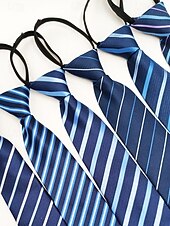 billiga Bröllop ACC-herrslips med dragkedja, färdigknuten slips i polyester med dold dragkedja, klassisk randig affärsmodell, flerfärgade alternativ, för bröllop, kontorskläder och eleganta vardagsevenemang