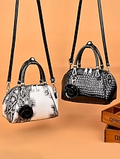 Недорогие Сумки с ручками сверху и шопперы-Женская сумка из искусственной кожи с рисунком крокодила, несколько цветов и вариантов ношения, модная и универсальная для повседневного использования.