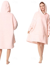 baratos cobertor vestível-Manta vestível com capuz, aconchegante e macia, ideal para adultos. Presente perfeito para mulheres, mães e para ela mesma. Roupa de descanso quentinha e confortável.