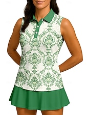  San Patrizio Per donna Floreale Maglietta sportiva Polo da golf Canotta Maglia da tennis Senza Maniche Floreale Bottoni UPF50+ Resistente ai Raggi UV Alta elasticità Traspirante Pallavolo Tennis Golf