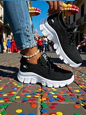 abordables Chaussures de femme-Baskets de course orange pour femmes tissu en mesh respirant chaussures de sport confortables et légères pour le carnaval le festival et les activités de plein air