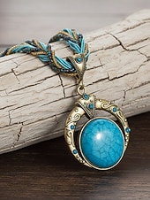 halpa Naisten kaulakoru-Naisten boheemi metalliseoskaulakoru monivärisellä helmiköydellä, ainutlaatuinen riipusmuotoilu, täydellinen arkeen ja juhlaan