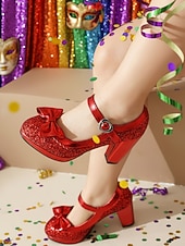 Χαμηλού Κόστους Γυναικεία παπούτσια-Γυναικείες Σατανάδες Χρυσές Γυαλιστερές Mary Jane με Λεπτομέρεια σε Σχέδιο - Λαμπερές Πλατφόρμες Ρετρό Στυλ Γοητείας Ιδανικές για Καρναβάλι και Εορταστικές Γιορτές