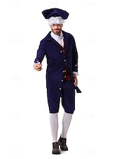 abordables Tenues-250e anniversaire des États-Unis Rococo Baroque Tenues Manches longues George Washington Epoque Coloniale Guerre d'indépendance américaine Déguisement Homme Carnaval Jour de l'indépendance 4 juillet