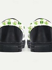  Zapatos verdes sin cordones para hombre, ideales para el Día de San Patricio. Estampado de trébol de la suerte. Cómodos y elegantes, ideales para celebraciones del Día de San Patricio, ropa informal y eventos festivos.