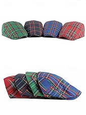 ieftine Accesorii-Șapcă plată în carouri pentru bărbați, cu tematică de Ziua Sfântului Patrick, țesătură din amestec de bumbac și poliester, opțiuni multiple de culoare, pălărie de vânzător de ziare casual și vintage pentru parade, petreceri, festivaluri și sărbători
