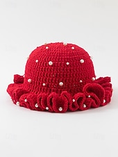abordables Accesorios-Gorro de punto con trébol y perlas para mujer, varios colores, perfecto para el Día de San Patricio, Carnaval y uso diario.