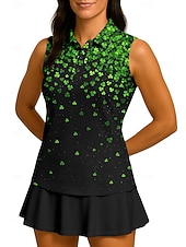  סיינט פטריק בגדי ריקוד נשים פרחוני  בוטני Apila חולצת ספורט חולצת POLO Rövid felső חולצת טניס ללא שרוולים פרחוני כפתורים UPF50+ עמידות UV גמישות גבוהה פתילת לחות נושם כדור עף טניס גולף