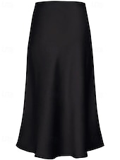 abordables Faldas Formales-Mujer Elegante Moda Maxi Alta cintura Faldas Plano Frunce Rígido Diario Calle Negro Champaña Verde Ejército Verde Trébol Verano