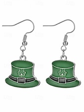 Недорогие Аксессуары-Женские серьги-подвески ко Дню Святого Патрика, дизайн с зеленым клевером и шляпой лепрекона, серьги-подвески из сплава, праздничные ирландские украшения для вечеринки для женщин.