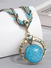 halpa Naisten kaulakoru-Naisten boheemi metalliseoskaulakoru monivärisellä helmiköydellä, ainutlaatuinen riipusmuotoilu, täydellinen arkeen ja juhlaan