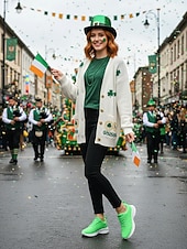  Women's Green Lace-Up Sporty Sneakers – Perfect for St. Patrick's Day Parades, Casual Outings and Active Days