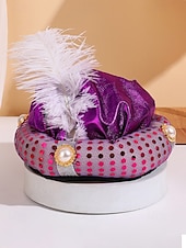 お買い得  アクセサリー-男性用カーニバルプリンススパンコールターバンキャップ | 多色、ポリエステル、羽根とパールアクセント付き | 仮装、ハロウィーン、祝祭のイベントに最適