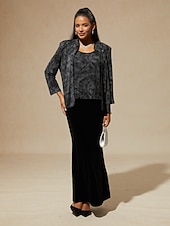 baratos Jaquetas-Mulheres Blusa Tops elegantes Elegante à moda Manga 3/4 Colarinho Mandarim Tops regulares Trabalho Convidado do casamento Traje formal Preto Outono Inverno