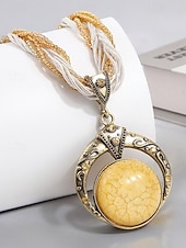 halpa Naisten kaulakoru-Naisten boheemi metalliseoskaulakoru monivärisellä helmiköydellä, ainutlaatuinen riipusmuotoilu, täydellinen arkeen ja juhlaan