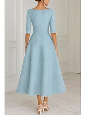  Linea ad A Lunghezza alla caviglia Vestito da Festa Abito da Cocktail Abito da invitata a nozze Abito da cerimonia per signora Manica 3/4 Scollo a V Elegante Vintage Formale Jacquard con Fascia