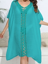 levne Kaftans-Dámské Plavky Přehozy Šaty do vody Sleva až 30% Plavky Vystřižený prázdniny Oblečení na pláž Pevná barva Do V Krátké rukávy Plavky