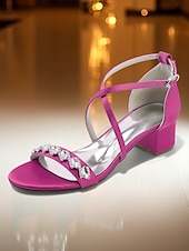 economico Madre della Sposa/Sposo-sandali da donna con tacco a blocco e strass color bordeaux - eleganti scarpe eleganti con cinturino alla caviglia per la mamma della sposa, matrimonio chic in città &amp;eventi serali formali