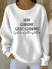 economico Umor e Citazioni Felpe-Per donna Pullover Stampato Grafico Lettera Caldo Classico Casual Manica Lunga Girocollo Top Regolari Casuale Casa Streetwear Nero Bianco Primavera Autunno